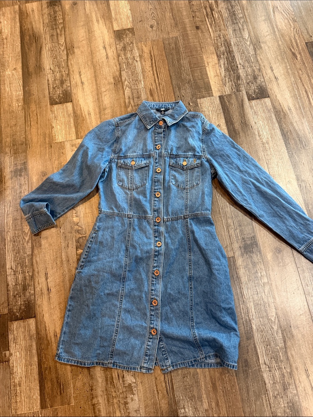 Frye Blue Denim Button-Front Dress Sz xs- pair with boots for a cute look!